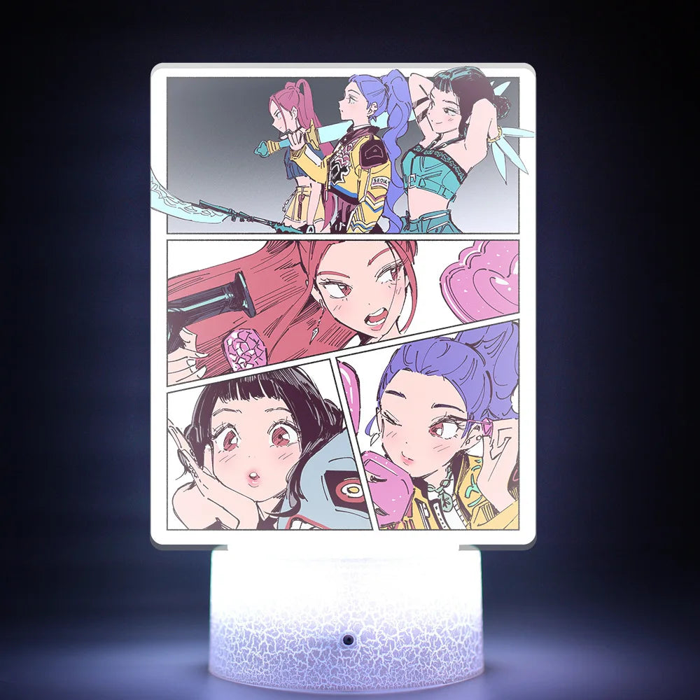 Lámpara LED Acrílico K-POP Demon Hunters con Control Remoto - Decoración Dormitorio