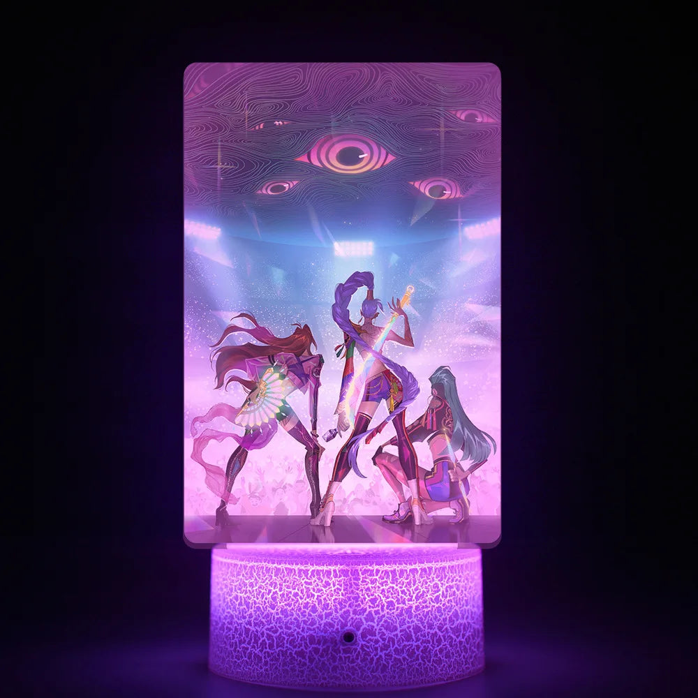 Lámpara LED Acrílico K-POP Demon Hunters con Control Remoto - Decoración Dormitorio