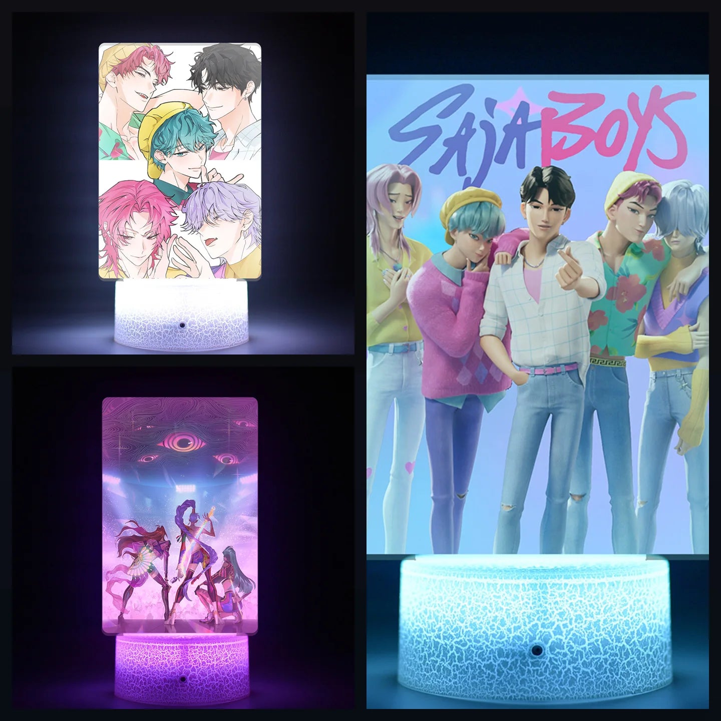 Lámpara LED Acrílico K-POP Demon Hunters con Control Remoto - Decoración Dormitorio