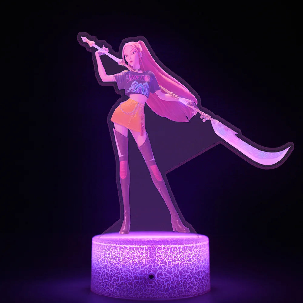 Lámpara LED Acrílico K-POP Demon Hunters con Control Remoto - Decoración Dormitorio