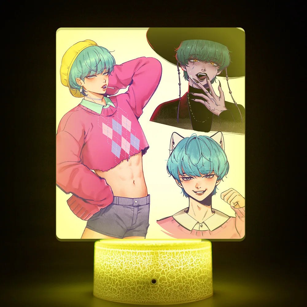 Lámpara LED Acrílico K-POP Demon Hunters con Control Remoto - Decoración Dormitorio