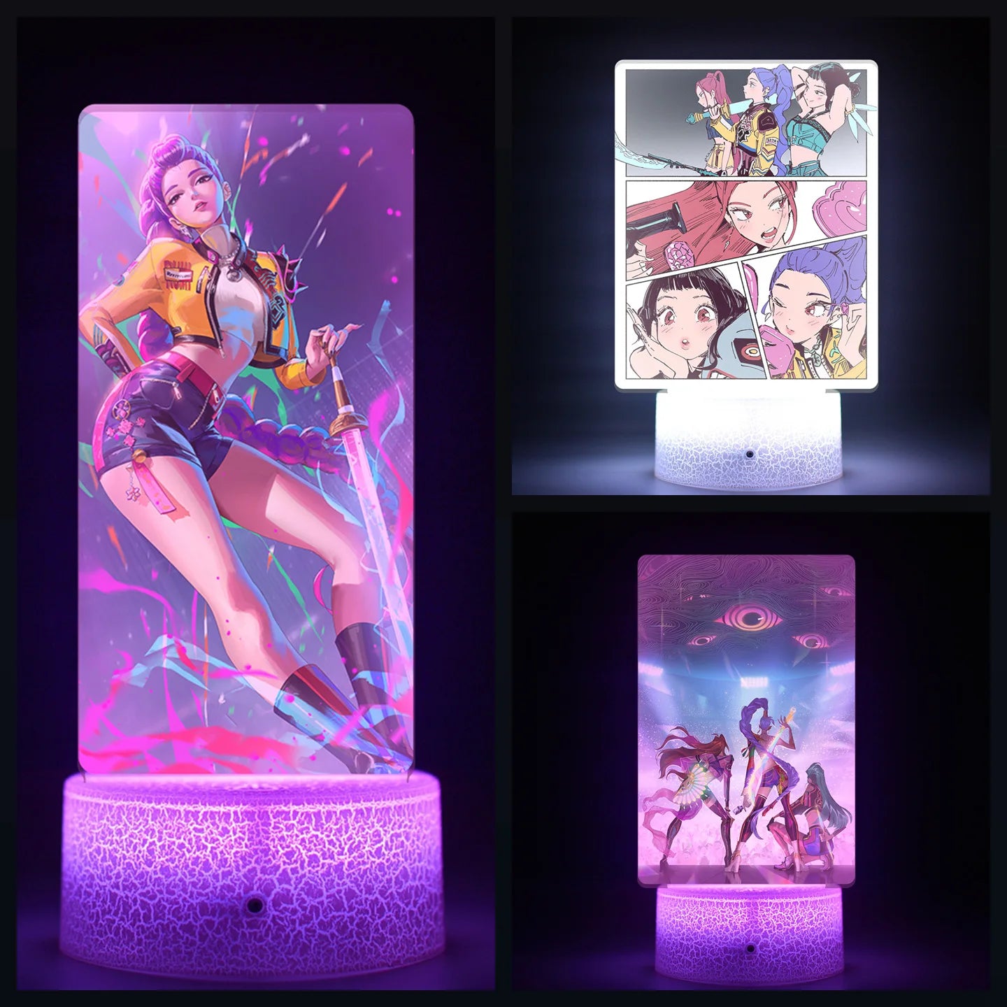 Lámpara LED Acrílico K-POP Demon Hunters con Control Remoto - Decoración Dormitorio