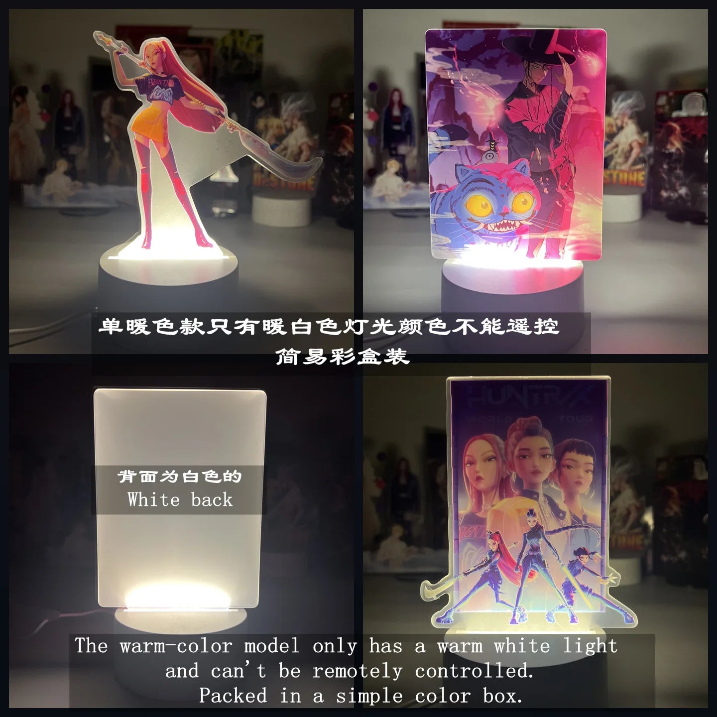 Lámpara LED Acrílico K-POP Demon Hunters con Control Remoto - Decoración Dormitorio