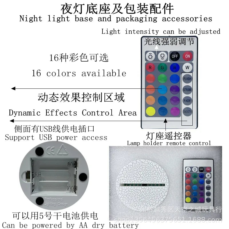 Lámpara LED Acrílico K-POP Demon Hunters con Control Remoto - Decoración Dormitorio