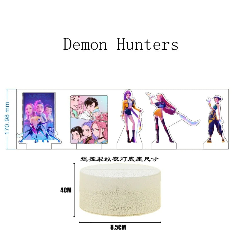 Lámpara LED Acrílico K-POP Demon Hunters con Control Remoto - Decoración Dormitorio
