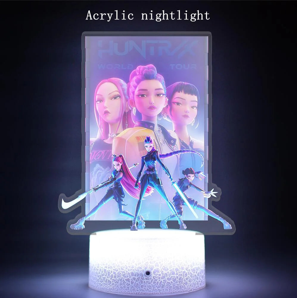 Lámpara LED Acrílico K-POP Demon Hunters con Control Remoto - Decoración Dormitorio