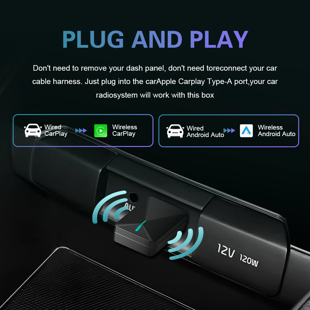 Adaptador Inalámbrico 2 en 1 CarPlay & Android Auto