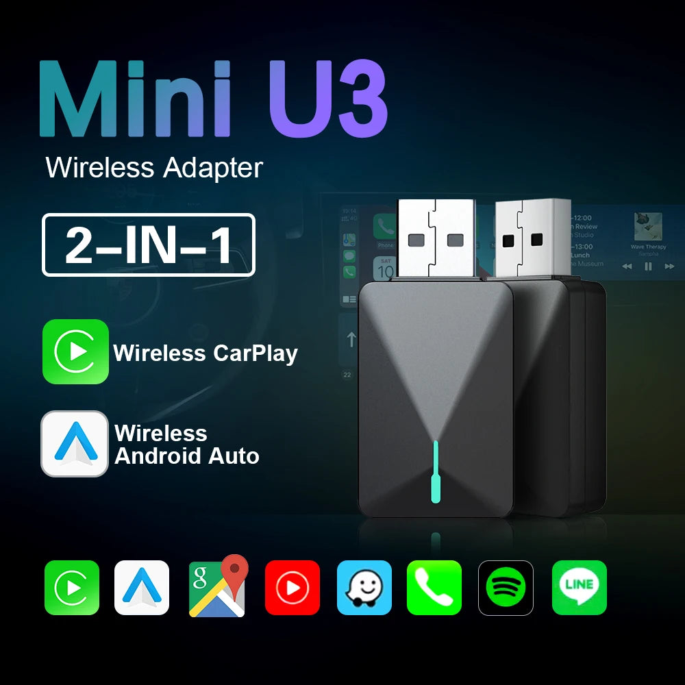 Adaptador Inalámbrico 2 en 1 CarPlay & Android Auto